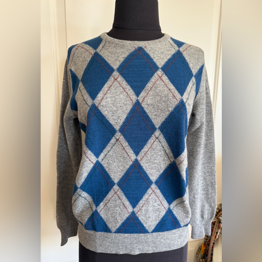 Vintage Italian Wool Argyle Sweater Fata Made in Italy - Picture 3 of 7